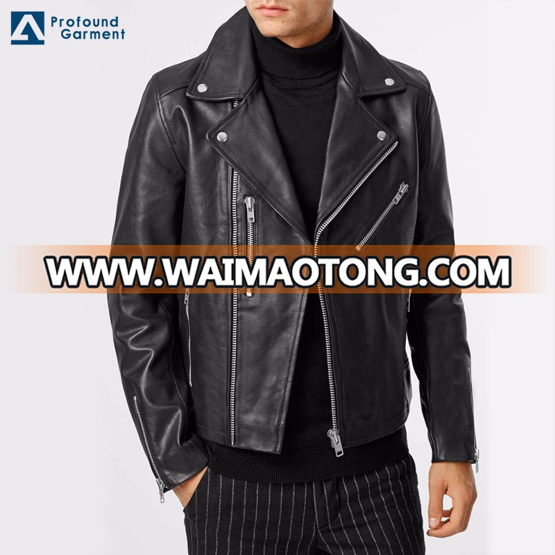 fashion faux black motorcycle jacket leather men